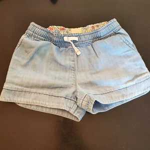 Mini Boden Girls Size 5y Denim Drawstring Shorts w/Heart Pockets - Picture 1 of 3