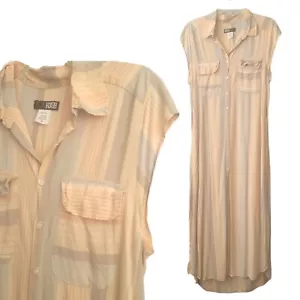 Beach Riot Cap Sleeve Maxi Cover Up Buttoned Dress Multi Stripe Womens M Pockets - Picture 1 of 6