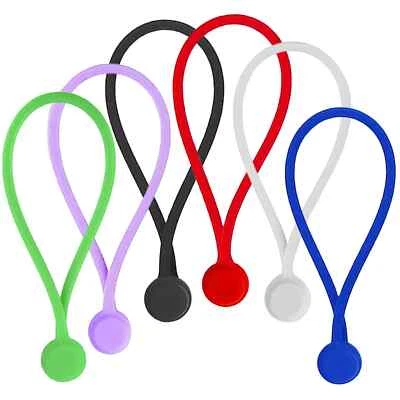 6 Pack Reusable Magnetic Silicone Cable Twist Ties Perfect Smart Home Gadgets! - Image 1 of 3