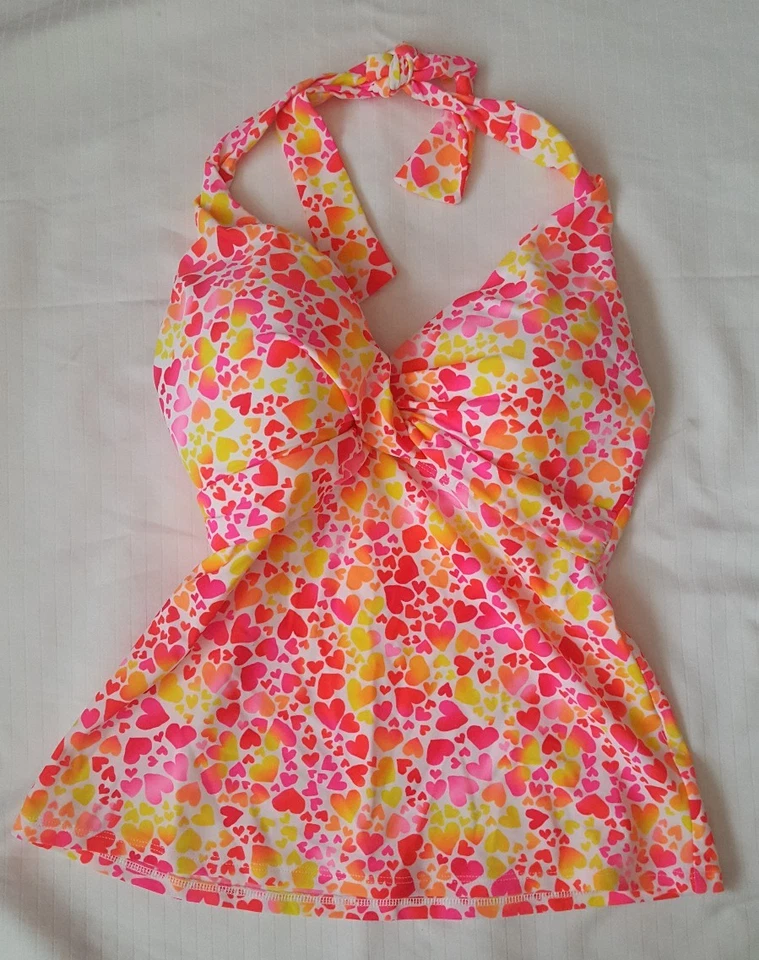 Traje de baño bikini halter estampado corazón Lauren Ralph Lauren 6 rosa amarillo Foto 1 de 4