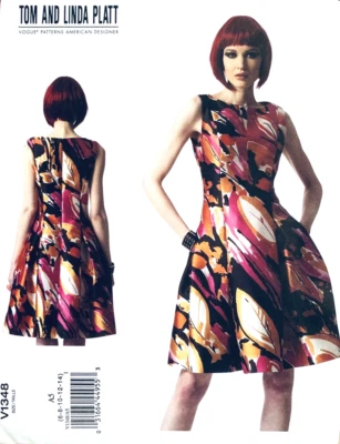 Vogue Designer Pattern V1348 Tom & Linda Platt Misses Lined Dress Sizes 6-14 - Image 1 of 3