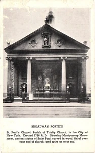 Broadway Portikus St Paul's Chapel New York NY Vintage Postkarte um 1930 nicht verschickt - Bild 1 von 2
