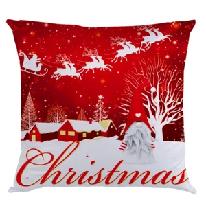 PILLOW COVER Christmas Home Decor Burgundy Red White 1-Sided Cushion Case 18x18" - Imagen 1 de 8
