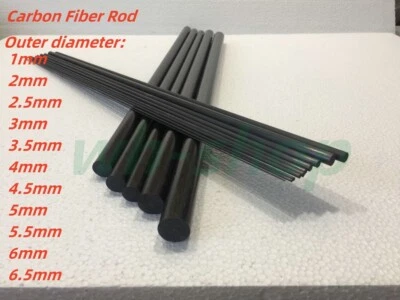 Carbon Fiber Rod 1mm 2mm 2.5mm 3mm 3.5mm 4mm 4.5mm 5mm 5.5mm 6mm 6.5mm x 500mm - Image 1 of 4