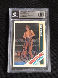 “COWBOY” BOB ORTON 1985 WRESTLING ALL STARS SIGNED AUTOGRAPHED CARD BECKETT BAS - Picture 1 of 2