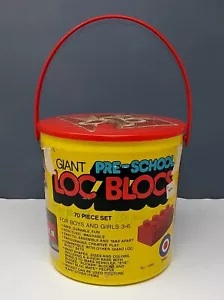 LOC BLOCKS Vintage 1980 Entex Industries Giant Preschool Bucket Toys 90+ pieces - Picture 1 of 8
