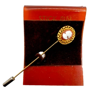 Faux Cameo Gold Tone Stick Pin New on Card - Picture 1 of 3