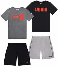 Puma Youth Boys 4 PCS -Outfit Set, 2 Shirts, 2 Short (Black/Grey, M-10/12) NWT