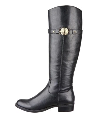 Tommy Hilfiger Mujer Talla 6M Cremallera Completa Botas Altas de Moda, Cuero Sintético, Negras Foto 1 de 4