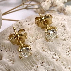 Diamond Stud Earrings 18K Solid Yellow Gold 1.18 cts Natural Diamond Solitaires - Picture 1 of 17