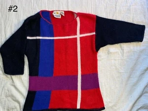 Vintage 80s/90s Liz Claiborne Sakowitz angora silk sweater color block secretary - Picture 1 of 3