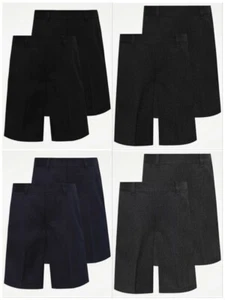 BOYS 2 PACK SCHOOL SHORTS 3-14 YEARS UNIFORM ELASTIC WAIST 4 COLOUR PRIMARY TEEN - Picture 1 of 13