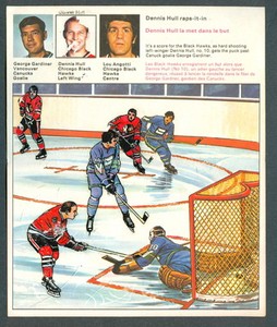 1971 72 HOCKEY ACTION REPLAY TRANSFERS 16 LOU ANGOTTI DENNIS HULL VS CANUCKS