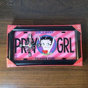 Betty Boop Party Girl License Plate Framed Wall Clock PRTY GRL - Vintage NEW - Picture 1 of 4