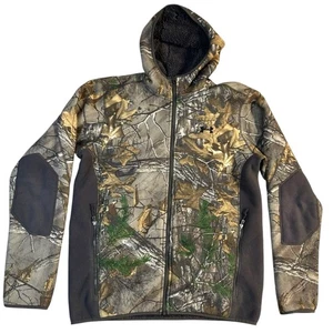 UNDER ARMOUR Realtree Hooded Fleece Jacket Men Medium Coldgear Sherpa Camo - Picture 1 of 15