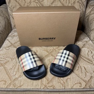 BURBERRY Furley Women's Archive Beige Check Slides New And Authentic Size 36 - Image 1 of 4