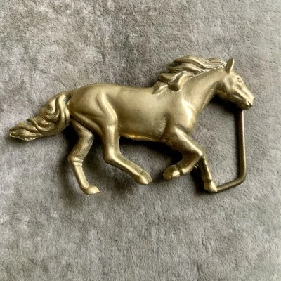 Hebilla de cinturón de caballo vintage 1978 Baron latón macizo 6026 ¡Rara! Foto 1 de 4