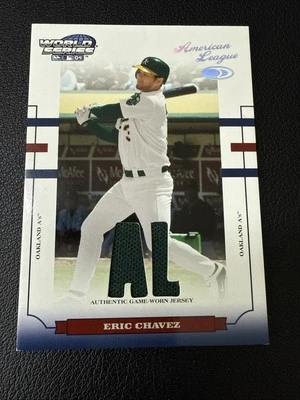 2004 Donruss World Series Material Fabric AL/ NL WS-131 Eric Chavez /250 Oakland - Image 1 of 3