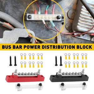 2x 12 Block Terminal Bus & Bar Cover 12V Distribution Bus Bar Boat Auto Power BU - Bild 1 von 10