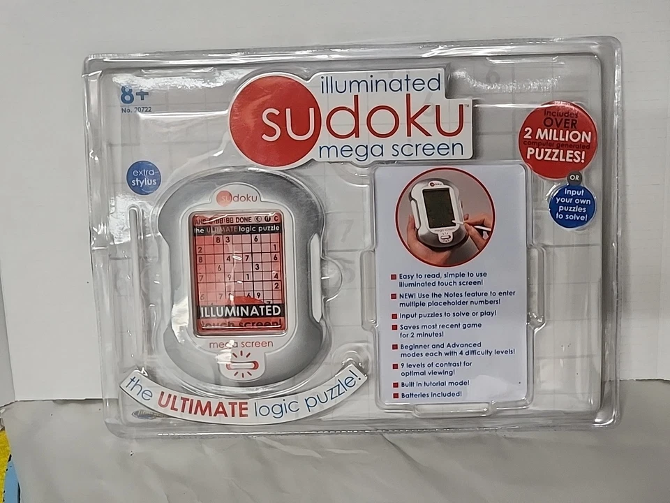 Juego Puzzle Portátil Mega Pantalla Iluminada Sudoku Edición 2005, Nuevo Precintado Foto 1 de 2