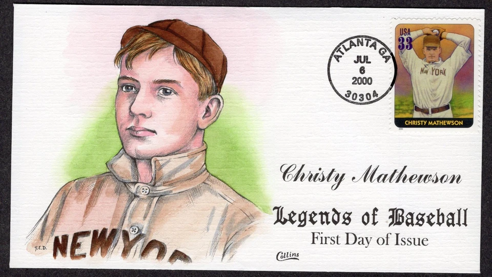 1999 Legends of Baseball CHRISTY MATHEWSON  (Scott 3323) - Collins H/P FDC TE137 - Image 1 of 1