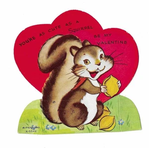 TARJETA A MERI VINTAGE ERES TAN LINDA COMO UNA ARDILLA ¡SÉ MI VALENTÍN! Tarjeta E - Imagen 1 de 3