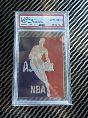 Jerry West Auto NBA Logo sticker PSA Auto Grade 10 - Image 1 of 2