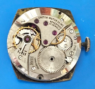 CROTON K5RN 17J Watch Movement (BALANCE RUNS WHEN ROTATED)  lot725 - Image 1 of 3