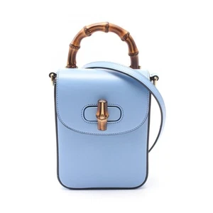 GUCCI Bamboo Hand Shoulder Crossbody Bag Rucksack 702106 Leder Acqua Blau Geb... - Bild 1 von 5