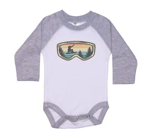 SNOWBOARD GOGGLES, SNOW, Sublimation, INFANT BODYSUIT, ROMPER, BABY Creeper - Picture 1 of 20