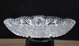 ANTIQUE ESTATE 1920's AMERICAN BRILLIANT IMPERIAL NU CUT PRESSED GLASS OVAL BOWL - Picture 1 of 4