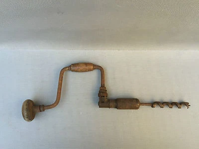 Ancienne chignole a cliquet art pop déco atelier vieux métiers french antique  - Photo 1/3