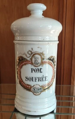 Ancien Pot Pharmacie apothicaire/Limoges/19 Ème/old apothecary jars/Pom soufrée  - Photo 1/4