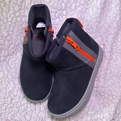 Kids Uggs US 10 Dark Gray Suede boots Orange Zipper - Image 1 of 4