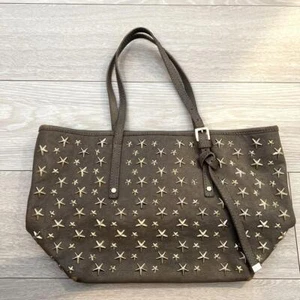 Bolso de Hombro JIMMY CHOO Sasha Star Tachonado Gris Beige Cuero ITALIA - Imagen 1 de 6