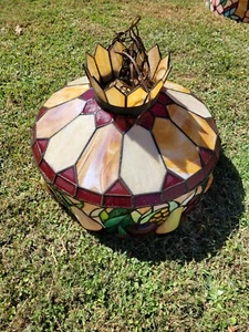 Vintage Tiffany Style Stained Glass Light Hanging Lamp Fruit Design - Picture 1 of 10