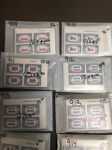 909-21 Overun Country Plate Blocks Cat Value $1773 - Picture 1 of 3