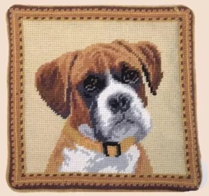 Boxer Dog Needlepoint Pillow 10"x10" NWT - Picture 1 of 1