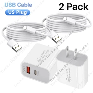 Fast Wall Charger Block 20W Power Adapter USB Cord Lot For iPhone 14 13 12 11 XR - Picture 1 of 17