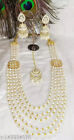 Indian Bollywood Traditional Necklace Choker Earrings Tika Jewelry Set White