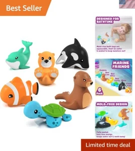 Squeezable Marine Animal Bath Toys Set for Babies | 6 Pack, Mold-Free Fun - Picture 1 of 11