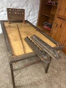 RARE Antique M.H. Miller Co. Junior Pool Table 2 Sticks Cue Balls & Rack - Picture 1 of 10