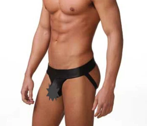 Men's Thongs G-string Underwear Leather Jockstrap Boxer Briefs - Picture 1 of 3