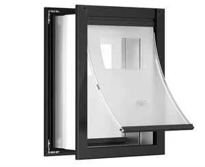 ClawJaw Aluminum Pet Door for Wall, with 2 Magnetic Flaps, Adjustable Tunnel, Do - Picture 1 of 6