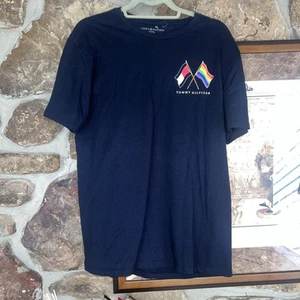 New Men's Tommy Hilfiger Pride Flag Tee Shirt Size L Large Navy Blue NWOT - Picture 1 of 7