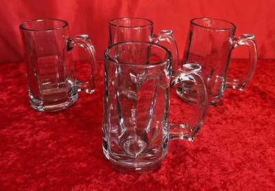 Набор из 4 стеклянных кружек Anchor Hocking Beer Stein с упором для большого пальца в стиле Гейдельберга 12 унций - Изображение 1 из 2
