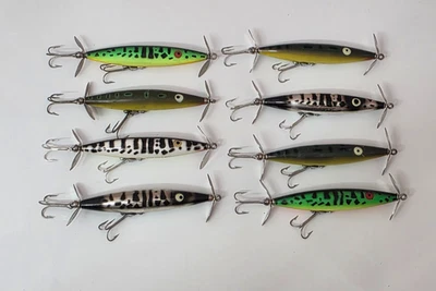 (8) Vintage Heddon Dying Flutter Top Water Prop Bait Fishing Lures Lot of 8 - Image 1 of 4