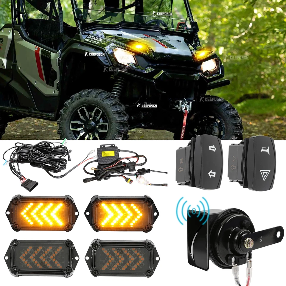 Kit de interruptor basculante de señales de giro LED UTV para Honda Pioneer 1000 5 700 + bocina 110dB Foto 1 de 4