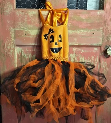 Halloween Costume Pumpkin Dress Orange Black Tulle Skirt Dress Toddler M 3T ? - Image 1 of 4
