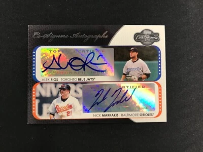 2008 Topps 联合签名者 Alex Rios Nick Markakis 亲笔签名 #CS-RM 金莺队蓝鸟队 — 第 1/2 张图片